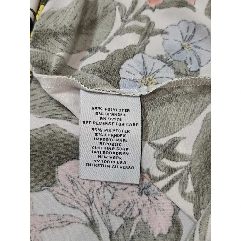 Carmen Marc Valvo Women White Tropical Floral Twist Front V-Neck Sleeveless Top - Picture 3 of 4